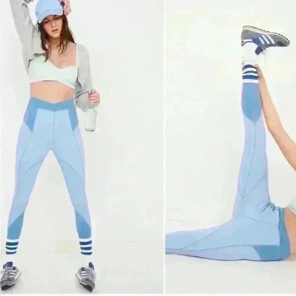 For Love & Lemons Athletic Two Tone Blue Leggings Size XL - Picture 1 of 7